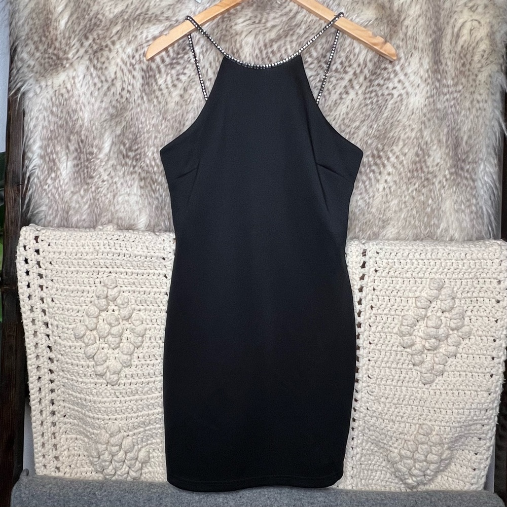 Rush Black Rhinestone Strap Dress